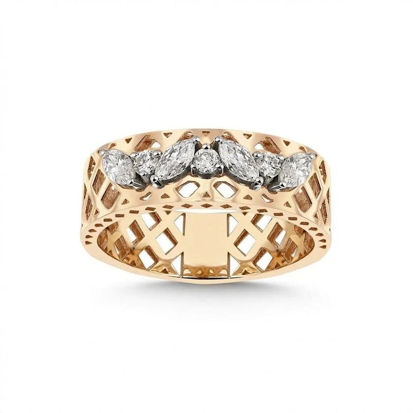 14ct/14K Gold Natural Diamond Ring – Marquise Diamond