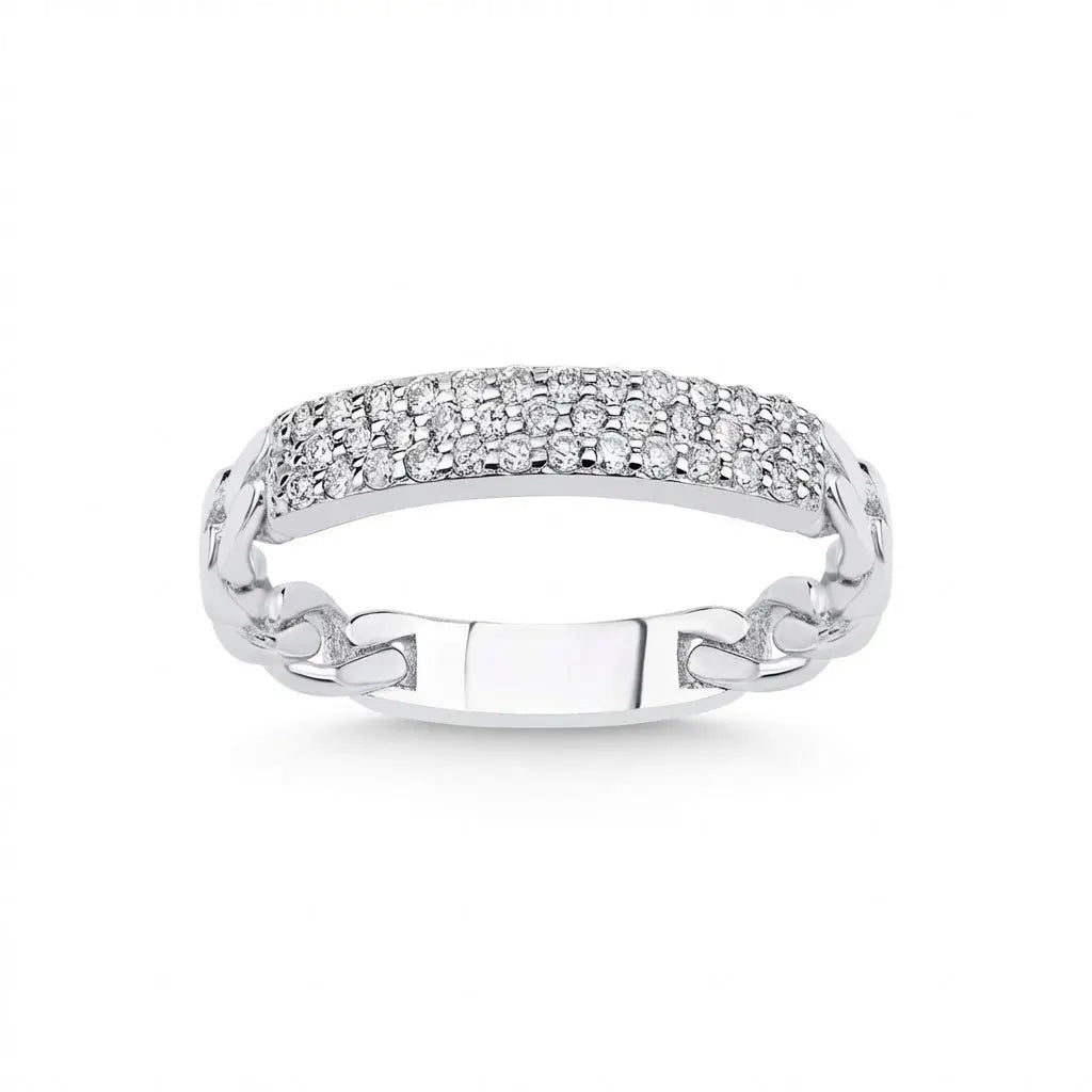 Gold Wedding Band – Pavé Diamond – 14ct Gold