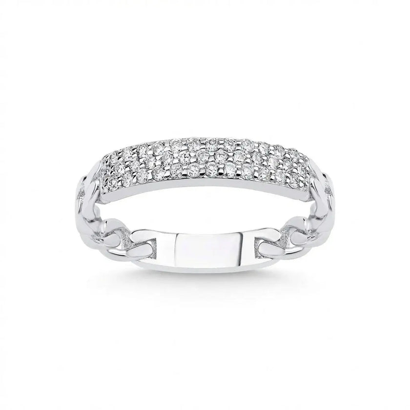 Gold Wedding Band – Pavé Diamond – 14ct Gold