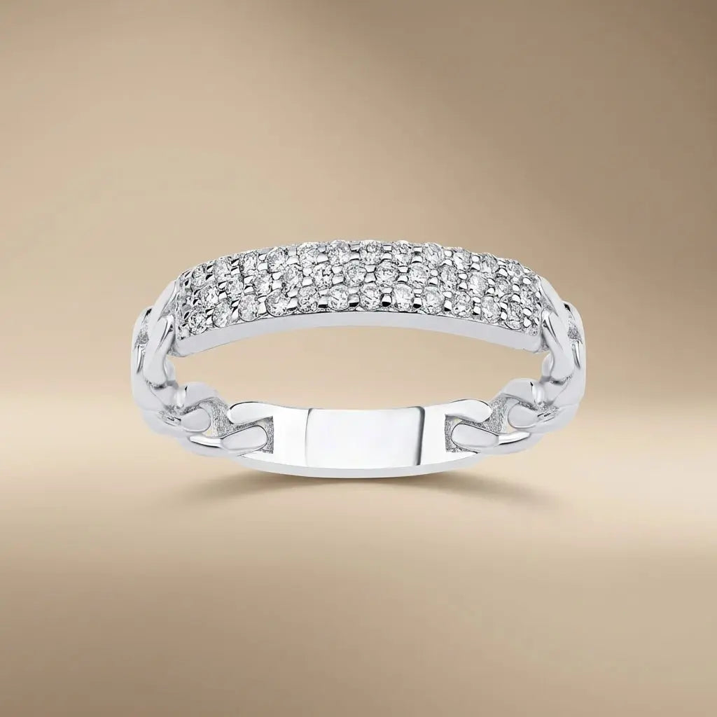 Gold Wedding Band – Pavé Diamond – 14ct Gold