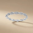 14ct/14K White Gold Natural Diamond Ring – Twisted Pavé Diamond