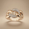 14ct/14K Gold Natural Diamond Ring – Pavé Link Diamond
