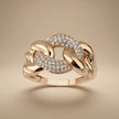 14ct/14K Gold Natural Diamond Ring – Pavé Link Diamond