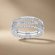14ct/14K White Gold Natural Diamond Ring – Triple Pavé Diamond