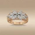 14ct/14K Gold Natural Diamond Ring – Floral Cluster Diamond Statement