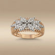 14ct/14K Gold Natural Diamond Ring – Floral Cluster Diamond Statement