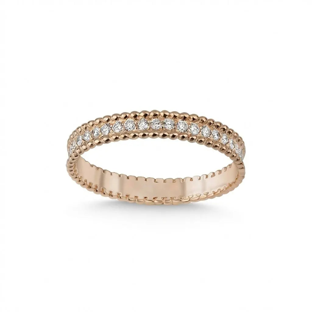 14ct/14K Gold Natural Diamond Ring – Classic Pavé Diamond