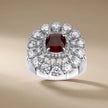 14ct/14K White Gold Natural Ruby & Diamond Ring – Ruby Diamond Floral Halo