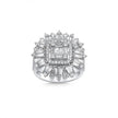 Anillo de oro blanco de 14 ct/14 K con diamantes naturales – Baguette, diamante, radiante, ostentoso