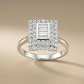 14ct/14K White Gold Natural Diamond Ring – Square Baguette Diamond Halo 1.09ct