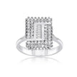 14ct/14K White Gold Natural Diamond Ring – Geometric Baguette Diamond Frame 0.62ct