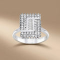 14ct/14K White Gold Natural Diamond Ring – Geometric Baguette Diamond Frame 0.62ct