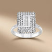14ct/14K White Gold Natural Diamond Ring – Geometric Baguette Diamond Frame 0.62ct
