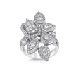 14ct/14K White Gold Natural Diamond Ring – Floral Diamond Cluster Statement 1.76ct