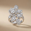 14ct/14K White Gold Natural Diamond Ring – Floral Diamond Cluster Statement 1.76ct