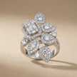 14ct/14K White Gold Natural Diamond Ring – Floral Diamond Cluster Statement 1.76ct