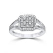 14ct/14K White Gold Natural Diamond Ring – Diamond Cluster Halo 0.95ct