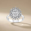 14ct/14K White Gold Natural Diamond Ring – Sunburst Diamond Cluster 0.71ct