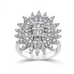 14ct/14K White Gold Natural Diamond Ring – Radiant Sunburst Diamond Statement 1.3ct
