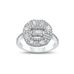 14ct/14K White Gold Natural Diamond Ring – Baguette Halo Diamond Cluster 0.83ct
