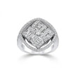 14ct/14K White Gold Natural Diamond Ring – Square Halo Cluster 1.28ct