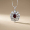 14ct/14K White Gold Ruby & Diamond Necklace – Ruby Sunburst Diamond 2.68ct