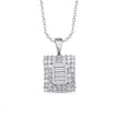 14ct/14K White Gold Natural Diamond Pendant – Square Baguette Diamond Cluster 1.02ct
