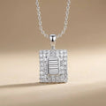 14ct/14K White Gold Natural Diamond Pendant – Square Baguette Diamond Cluster 1.02ct