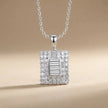 14ct/14K White Gold Natural Diamond Pendant – Square Baguette Diamond Cluster 1.02ct