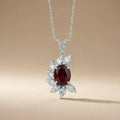 14ct/14K White Gold Ruby & Diamond Pendant – Oval Ruby Diamond Leaf 5.06ct