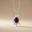 14ct/14K White Gold Ruby & Diamond Pendant – Oval Ruby Diamond Leaf 5.06ct