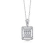 14ct/14K White Gold Natural Diamond Pendant – Square Baguette Diamond Halo 1.08ct