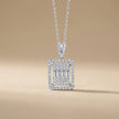 14ct/14K White Gold Natural Diamond Pendant – Square Baguette Diamond Halo 1.08ct