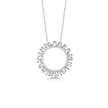 14 Karat Weißgold Naturdiamant-Anhänger – runder Baguette-Diamant-Sonnenstrahl 0,45 ct