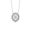 14ct/14K White Gold Natural Diamond Pendant – Oval Halo Diamond with Baguette Center 0.37ct