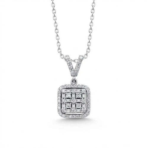 14ct/14K White Gold Natural Diamond Pendant – Square Cluster Diamond 0.36ct