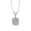 14ct/14K White Gold Natural Diamond Pendant – Square Cluster Diamond 0.36ct