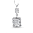 14ct/14K White Gold Natural Diamond Pendant – Double Halo Baguette Diamond Statement 1.44ct