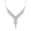 14ct/14K White Gold Natural Diamond Necklace – V Shape Diamond Statement 3.02ct