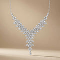 14ct/14K White Gold Natural Diamond Necklace – V Shape Diamond Statement 3.02ct