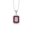 14ct/14K White Gold Ruby & Diamond Pendant – Ruby Halo Baguette Diamond 0.31ct