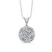 14ct/14K White Gold Natural Diamond Pendant – Round Baguette Cluster Diamond 0.84ct