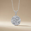 14ct/14K White Gold Natural Diamond Pendant – Round Baguette Cluster Diamond 0.84ct