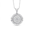 14ct/14K White Gold Natural Diamond Pendant – Sunburst Baguette Diamond 1.28ct
