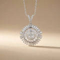 14ct/14K White Gold Natural Diamond Pendant – Sunburst Baguette Diamond 1.28ct