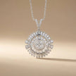 14ct/14K White Gold Natural Diamond Pendant – Sunburst Baguette Diamond 1.28ct