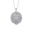 14ct/14K White Gold Natural Diamond Pendant – Oval Baguette Cluster 1.39ct