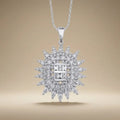 14ct/14K White Gold Natural Diamond Pendant – Radiant Starburst Diamond 1.28ct