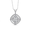14ct/14K White Gold Natural Diamond Pendant – Geometric Baguette Diamond Halo 1.03ct
