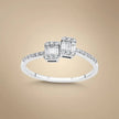 14ct/14K White Gold Natural Diamond Ring – Double Baguette Diamond Open 0.25ct